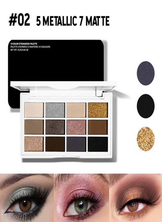 UOCK 12 Color Luxury Eyeshadow Palette, Matte Shimmer Eyeshadow Makeup Palette, Eyeshadow Contour Palette. Easy To Blend And Long-lasting, Suitable For Professional Makeup For Women. (02#) - Image 2